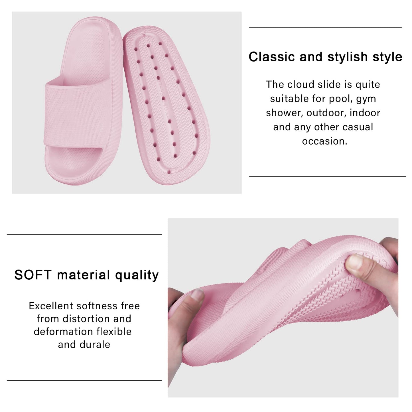 HJORZMM Cloud Slides for Women and Men, Super Soft Comfy Cloud Slides, Non-Slip Quick Drying Thick Sole Cloud Slippers, Shower, Massage, Beach, Indoor and Outdoor Cloud Slippers