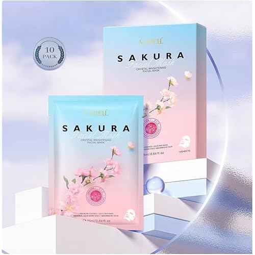 Brightening Face Sheet Mask, Set of 10 - Japanese Hydrating Beauty Skincare with Sakura Extract for Women and Men - Moisturising Anti Aging Facial Treatment - Ideal for Sensitive Skin