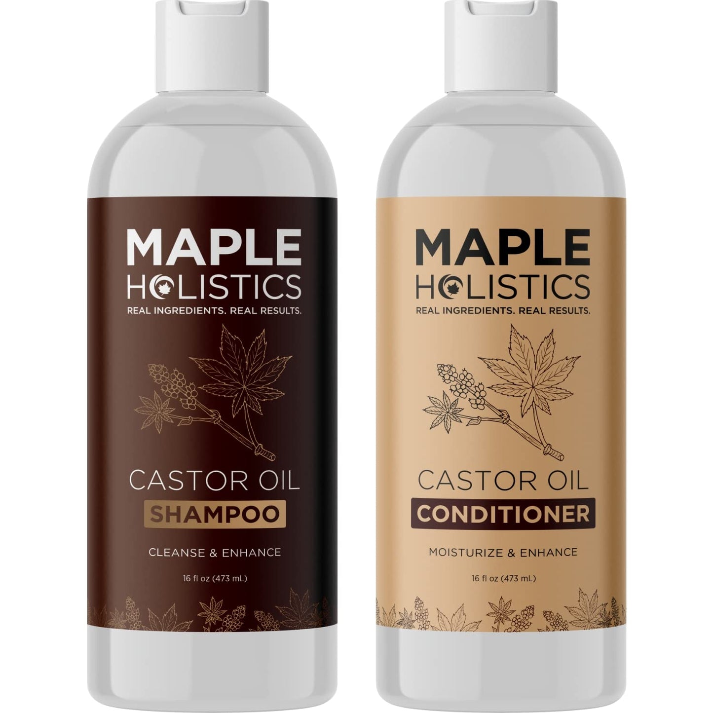 Castor Oil Shampoo and Conditioner Set - Jamaican Black Castor Oil Shampoo and Biotin Collagen Conditioner - Sulfate Free Shampoo and Conditioner for Fine Hair and Dry Scalp Care (Vanilla) -16 Fl Oz