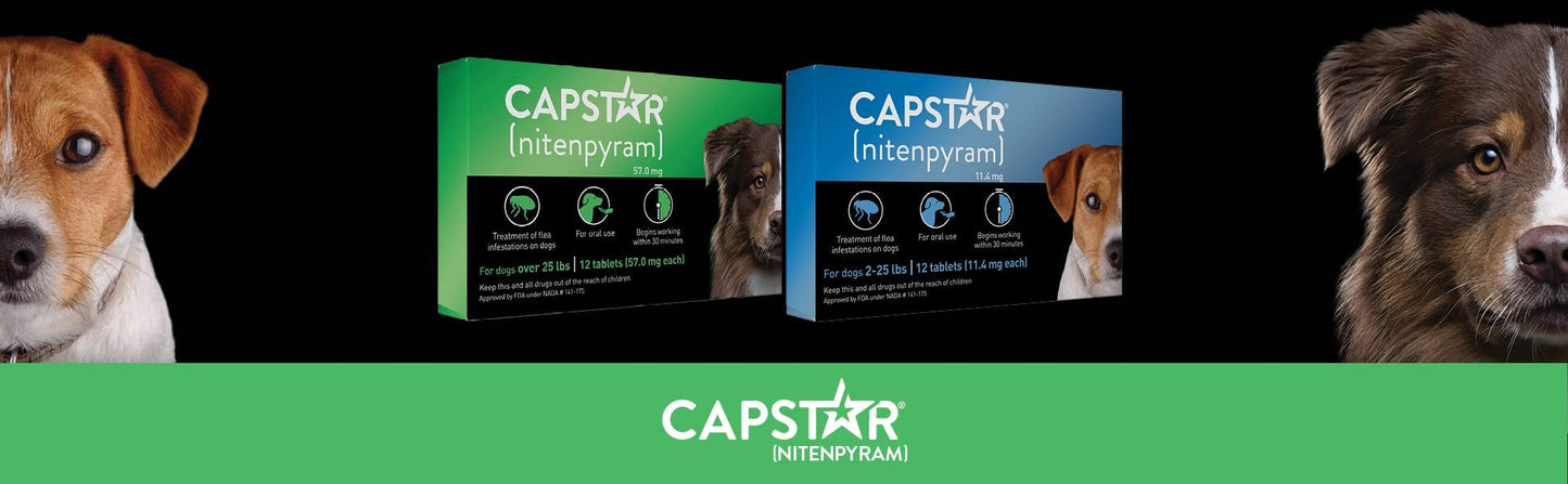 Capstar(nitenpyram) for Dogs Fast-Acting Oral Flea Treatment for Dogs 2-25 lbs, Vet-Recommended Medication Tablets Start Killing in 30 Minutes, 12 Doses