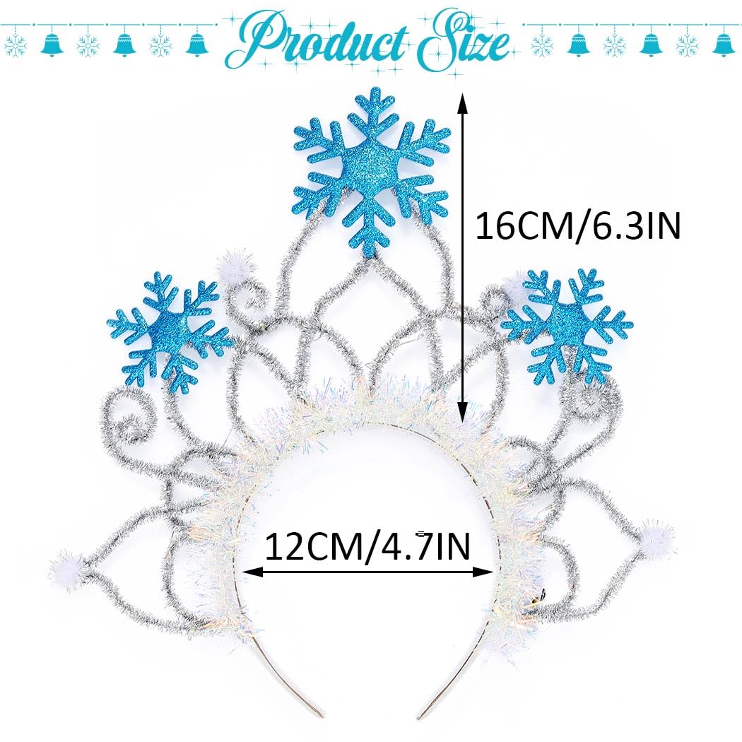 Aukmla Christmas Light Up Snowflake Headband LED Xmas Hair Band Winter Party Holiday Costume Hair Hoop Glowing Hair Accessories for Women and Girls