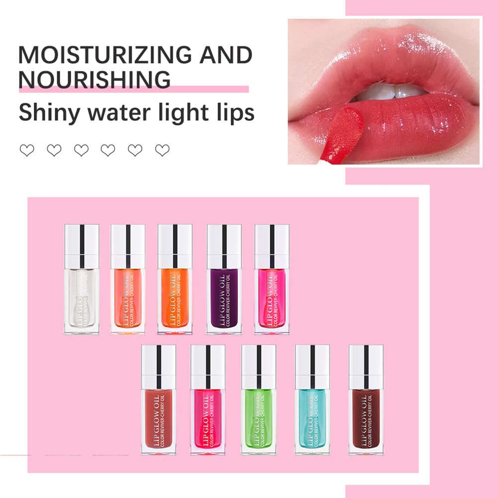 Hydrating Lip Glow Oil, Moisturizing Lip Glow Oil, Nourishing Glossy Transparent Lip Oil, Plumping Lip Oil, Lip Balm, Non-sticky Tinted Toot Lip Balm for Lip Care (BROWN) 0.2 OZ