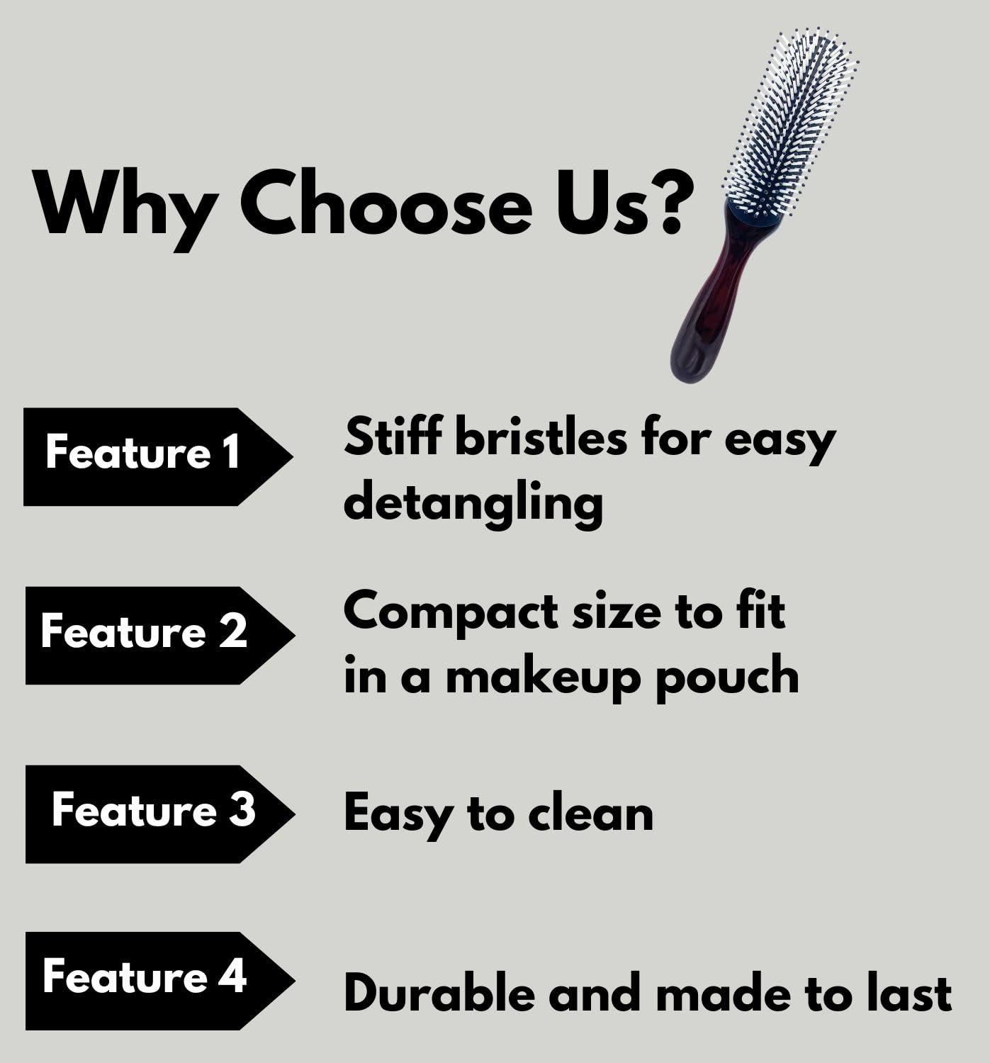 MDSTYLE Hair Brush for Curly, Thick, Wavy and Coily Hair - Curl Defining, Detangling, Styling, Blowdrying, Shaping - 9 Row Detangler Brush for Women and Men - Dry or Wet (Black Bean Small 2pcs)