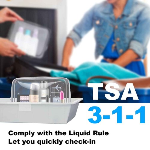 Aucuu 3 Pack Clear Travel Bags, TSA Approved Toiletry Bags, PVC Waterproof Travel Wash Bags Cosmetic Bag Transparent Pouch For Traveling