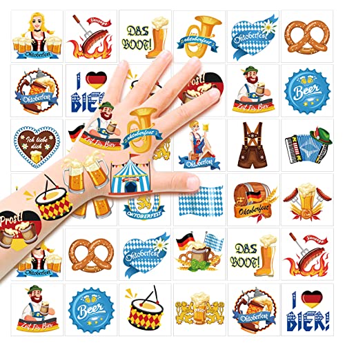 Oktoberfest Temporary Tattoos, 72 Pieces with 24 Designs