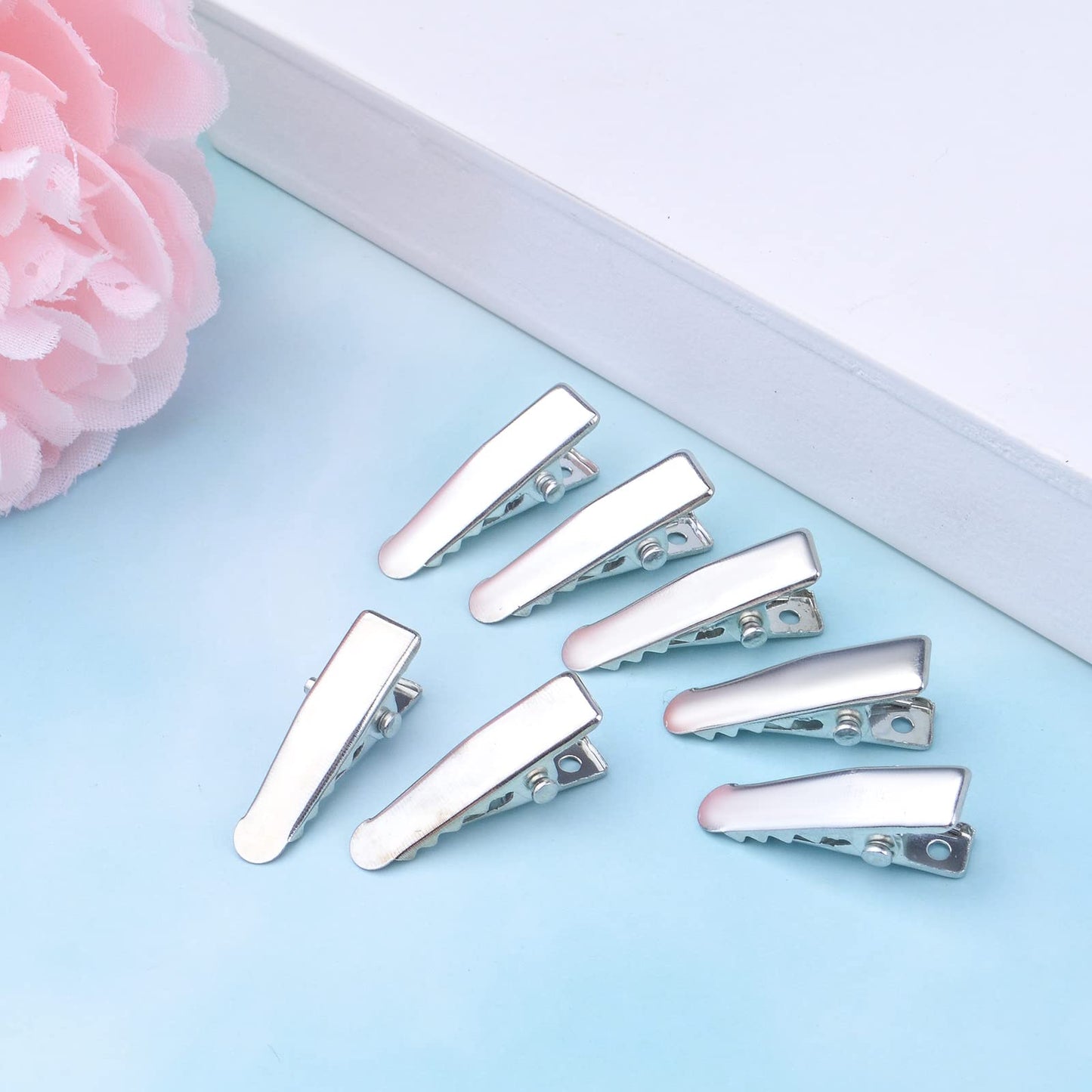 100pcs Alligator Duckbill Hair Clips Metal Single Prong Hair Clip Hairpins Teeth Bows Professional Sectioning Clips DIY Hair Accessories for Women Girls Salon Styling, Silver