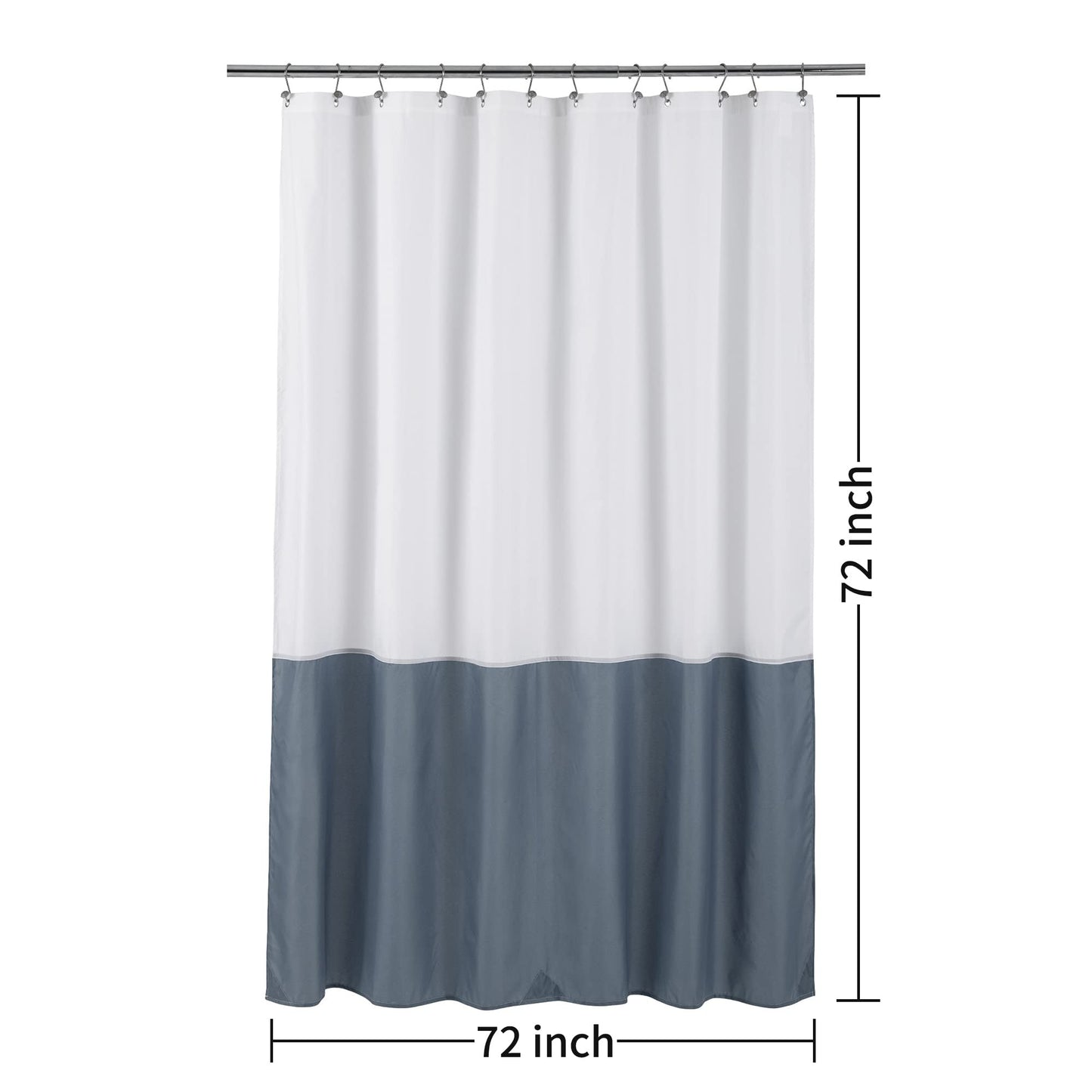 ALYVIA SPRING Waterproof Fabric Shower Curtain Liner - Soft & Light-Weight Cloth Shower Liner, 3 Bottom Magnets, Hotel Quality & Machine Washable - Standard Size 72x72, White and Stone Blue