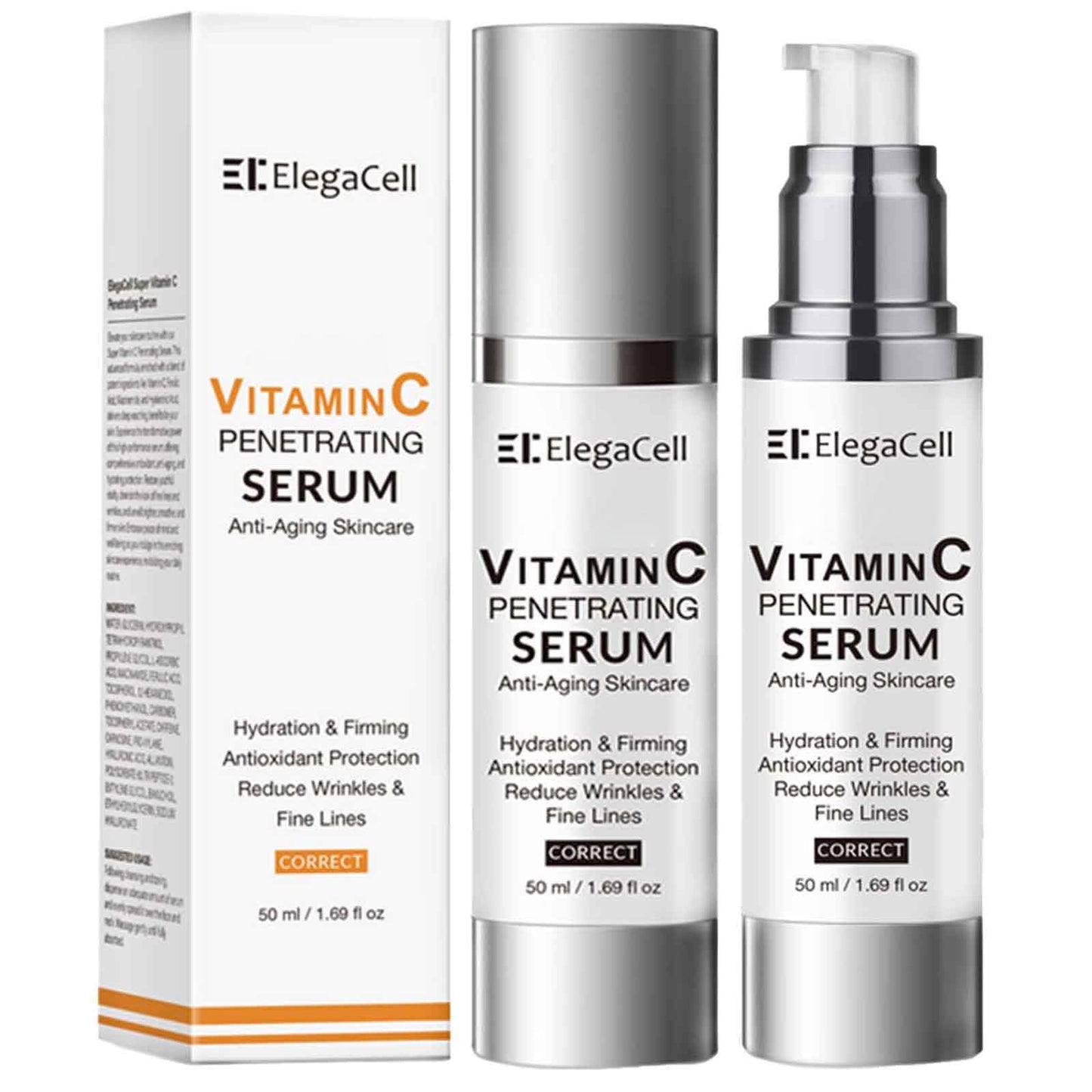 HACIRFE ElegaCell Vitamin C Serum for Women Over 70 - Advanced Anti-Aging Vitamin C Face Super Serum for Mature Skin 1.69 fl oz pack of 2