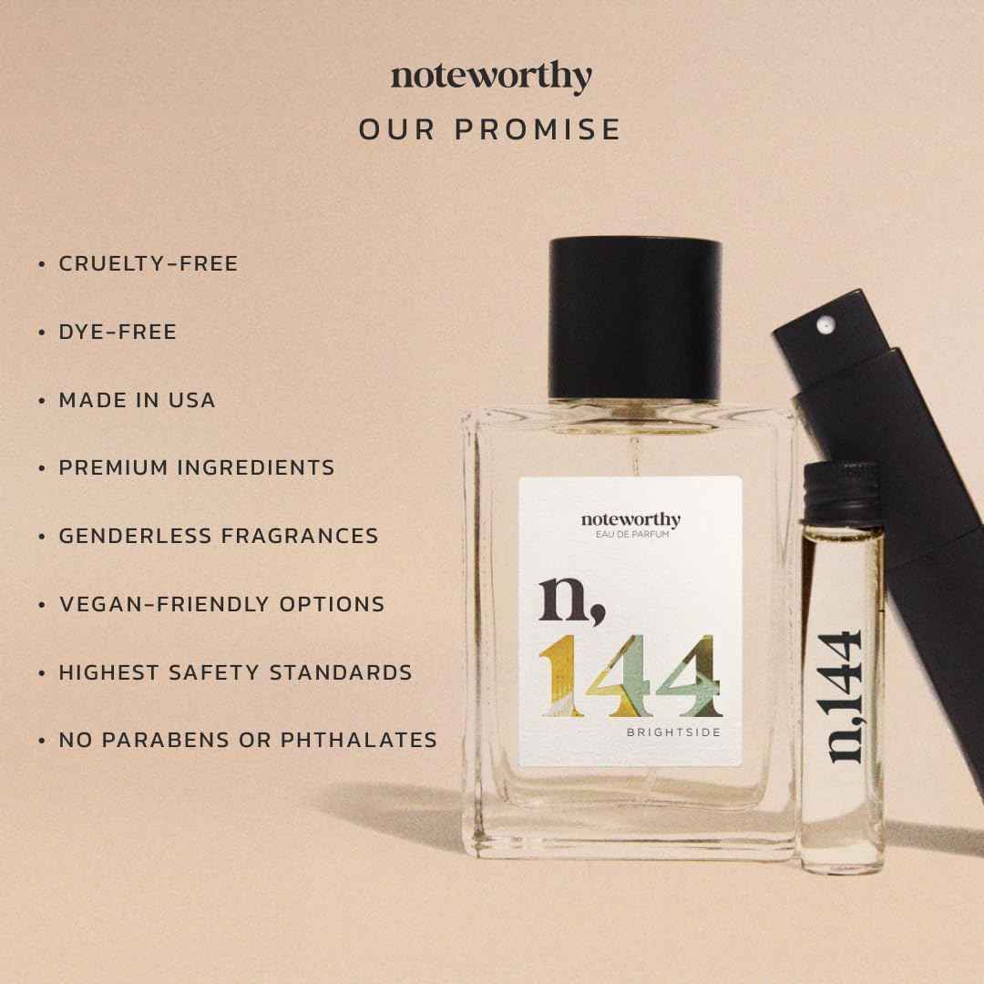 Noteworthy n,144 Brightside Eau De Parfum – Citrus, Vanilla | Long-lasting Unisex Perfume for Women & Men (Travel)