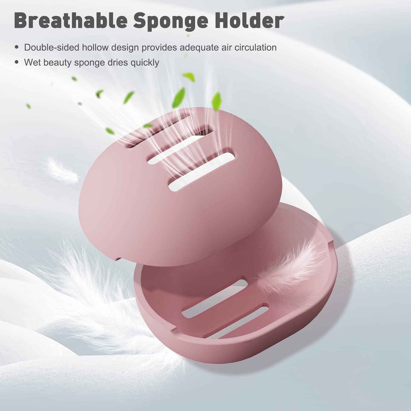 BEZOX Makeup Blender with Holder, Non-Latex Beauty Sponge with Case of Premium Silicone for Blending Liquid Foundations Cosmetics, Travel Sponge Holders, Soft and Skin-Friendly - Pink