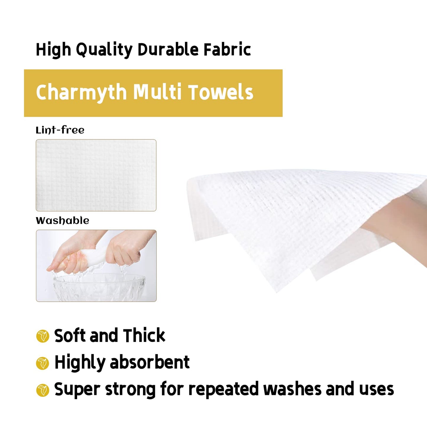 Charmyth Disposable Face Towel, Clean Face Tissue Skin Towel 100 Count XL, Extra Thick Soft Disposable Makeup Remover Dry Wipes, Organic Cruelty Free and Degradable Clean Towel for Sensitive Skin