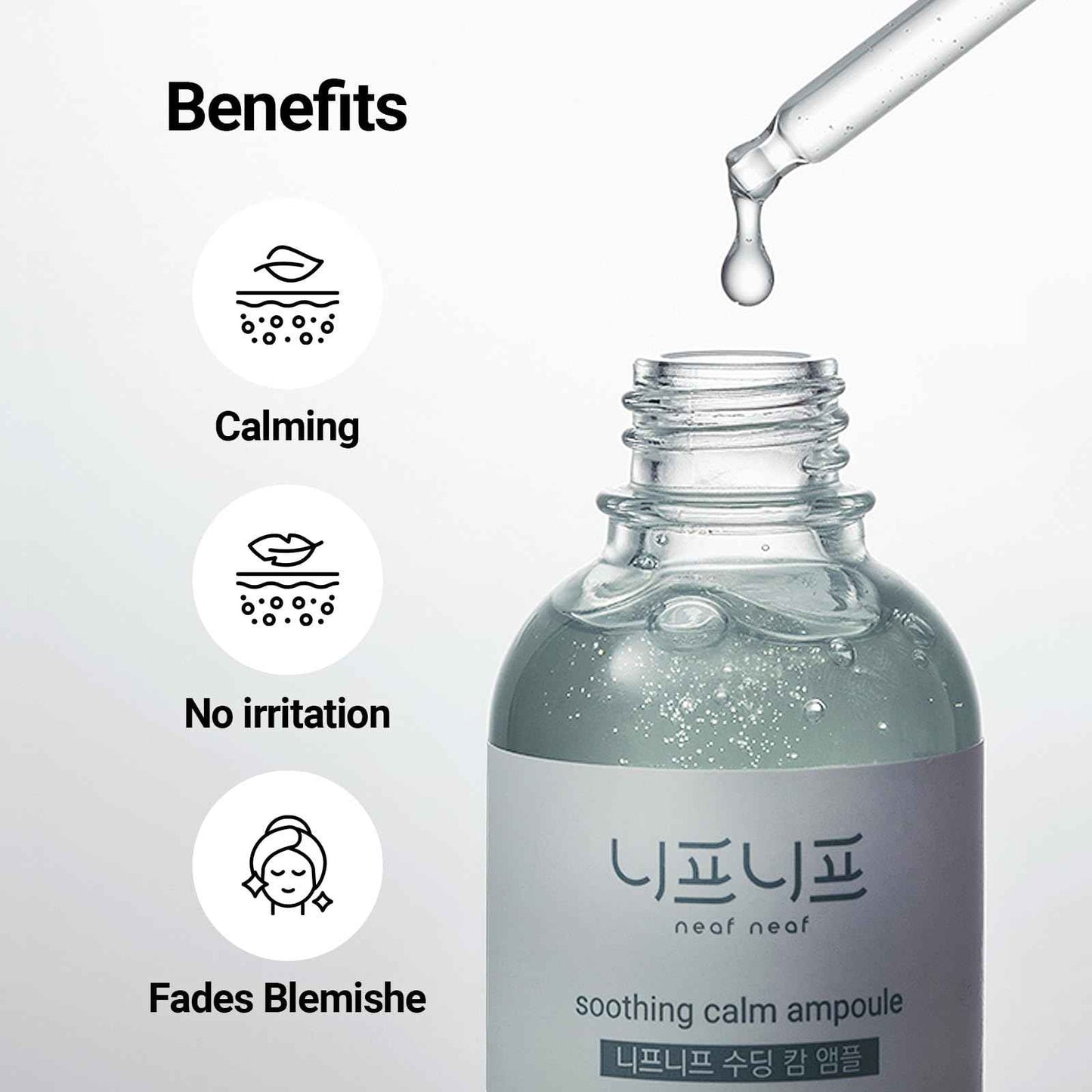 NEAF NEAF Soothing Calm Ampoule with Niacinamide, Spot Care Hyaluronic Acid, Non-Greasy, CICA Healing and Gentle Formula (30ml /1.01 oz) Radiant Serum, Korean Skincare