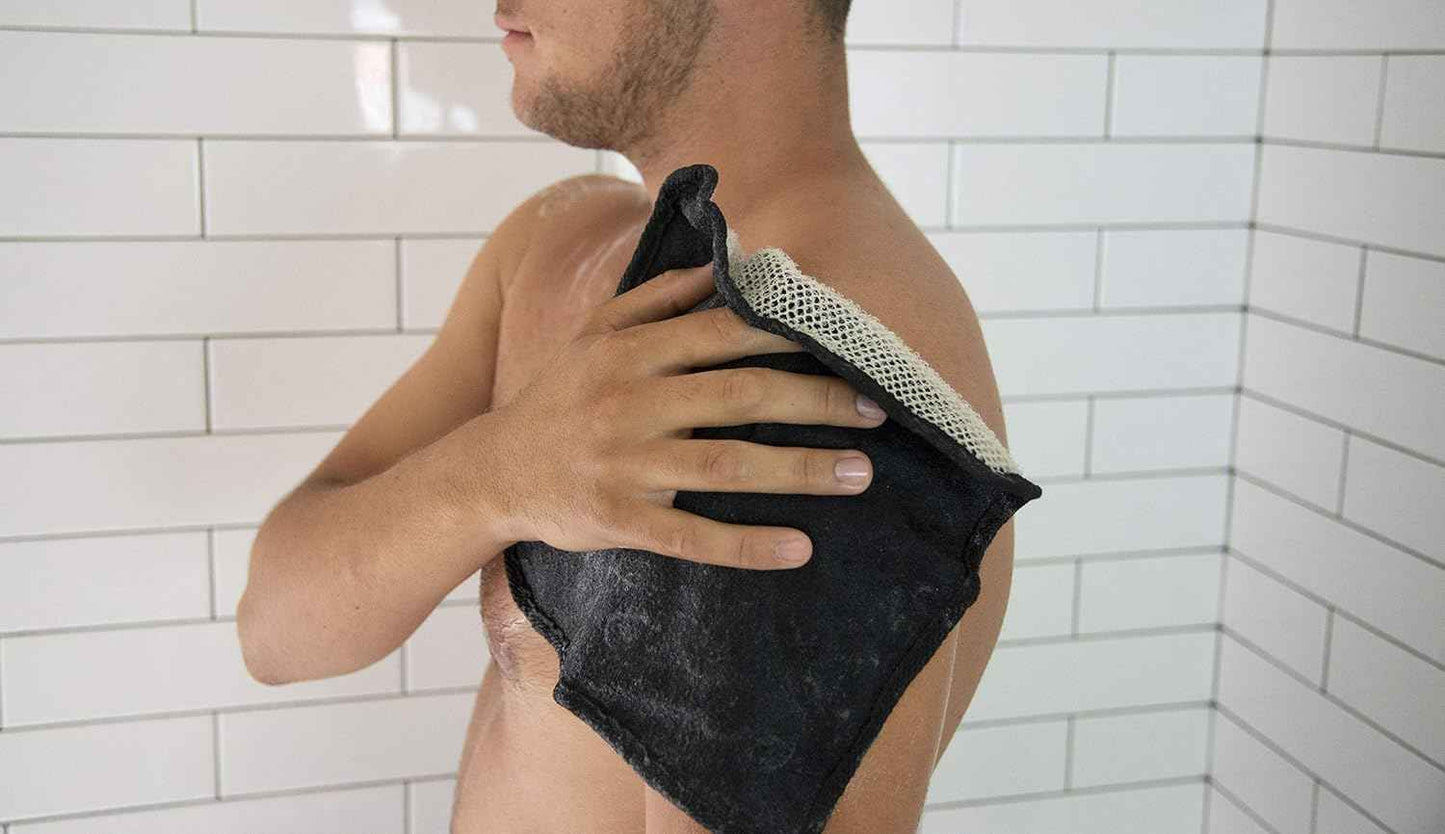 The Rustic Man Terry Wash Cloths for Face and Body, Dual-Sided Cleansing and Exfoliating Washcloths, Machine Wash, Black, 3 Count