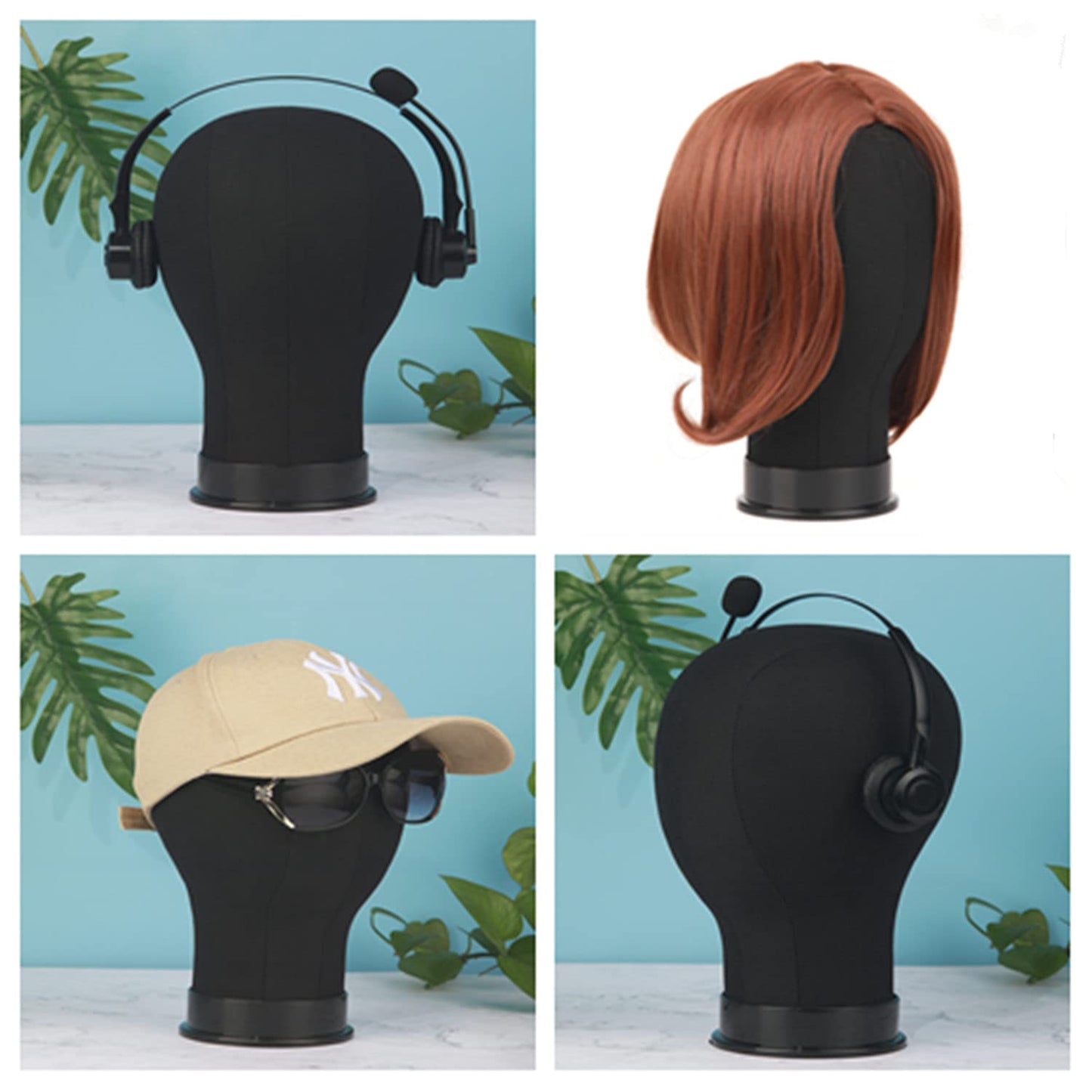 lucicass Wig Head 23Inch Canvas Block Head Wig Stand with Mannequin Head for Making Wigs Display Styling Wig Head with Mount Hole