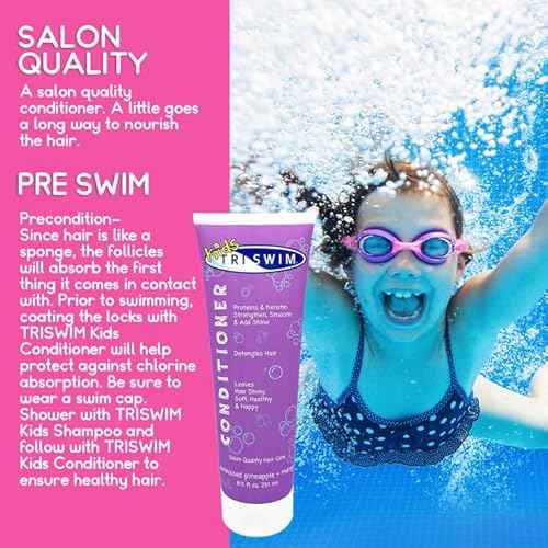 TRISWIM Kids Shampoo & Conditioner Set ? 8.5oz Each | Removes Chlorine, Salt Water, Hard Water | Hydrates, Detangles, Restores | Helps Build Strong and Healthy Hair | For Everyday Use