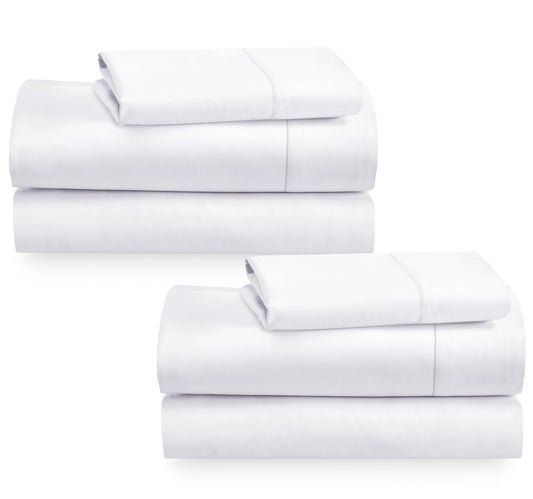 California Design Den 2-Pack Twin XL Sheet Sets Cotton - 400 Thread Count 100% Cotton Sateen - Soft, Breathable & Cooling Sheets, Wrinkle Resistant, 2 Sets of Deep Pocket Bed Sheets - Bright White