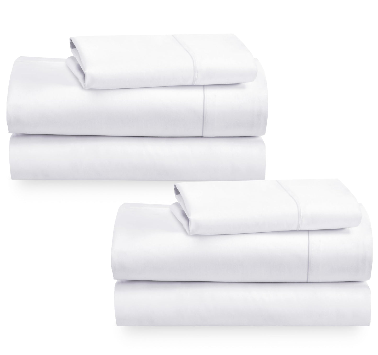 2-Pack Twin Cotton Sheets Sets - 400 Thread Count 100% Cotton Sateen - Extra Soft, Breathable & Cooling Sheets, Wrinkle Resistant, 2 Sets of Deep Pocket Bed Sheets - Bright White