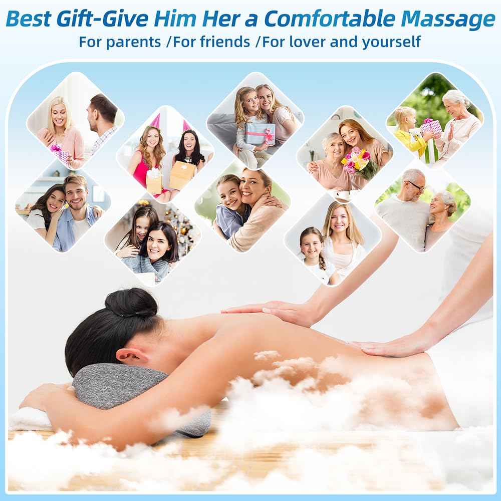 YOSHIKO Massage Table Face Pillow Face Down Pillows for Bed, Massage Headrest for Face Down Sleepers, Eye Surgery Recovery, Spa Pillow for Massage Table with Breathable Design, Removable Cover Grey