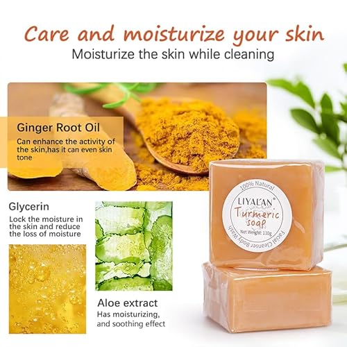 LIYALAN Turmeric Soap Bar for Face & Body Smooth Skin,Deep Cleansing 24K Gold Under Eye Patches for Dark Circles