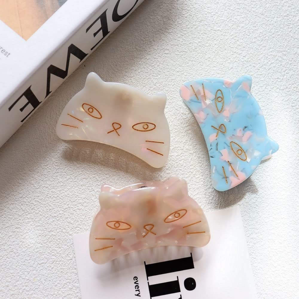 Cute Cat Head Hair Clips,Cellulose Acetate Hair Clips,Small Claw Clips for Girl,Hair Accessories,S13