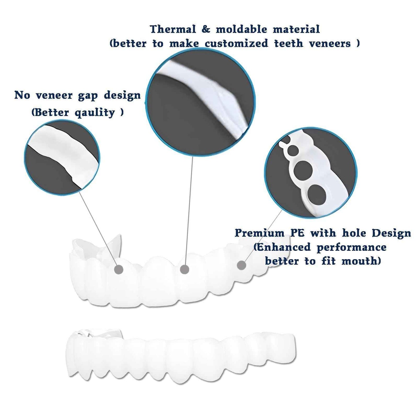 ‌2 Pairs Natural-Looking Temporary Smile Solutions, Top & Bottom Adjustable for Comfortable Experience (1.0)