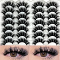 Mink Lashes Fluffy 20mm Long Dramatic Lashes Pack 25mm Big Lash Strips Volume Faux Mink Thick Eyelashes D Curl False Eyelashes Bulk