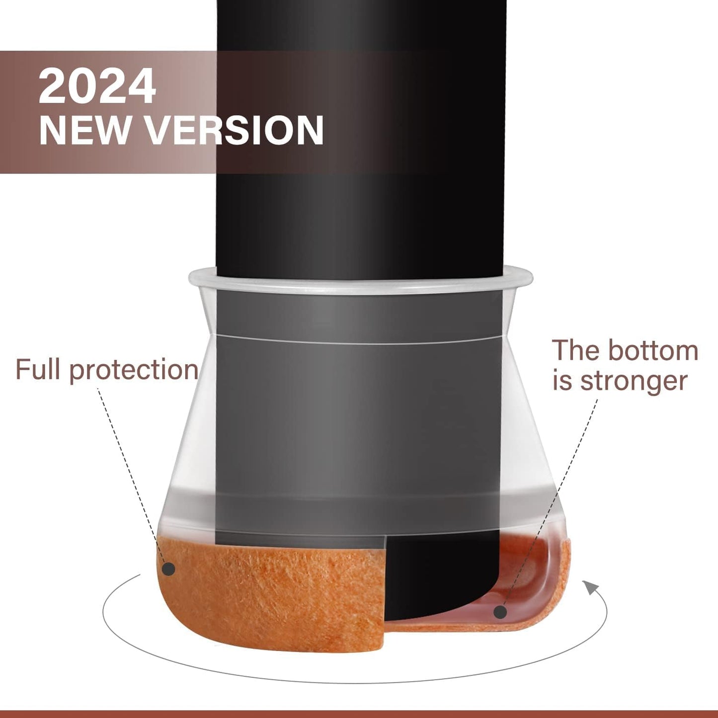 YOZON 2023 New Chair Leg Floor Protectors for Hardwood Floors Felt Furniture Pads Silicone Caps 32 Pack Non Slip Reduce Noise Clear Round Medium Fit 3/4"~1-3/16" (19-30mm)