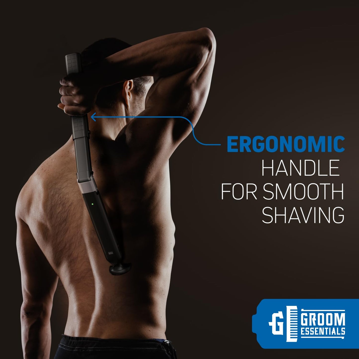 Chargeworx Electric Back Shaver and Hair Trimmer for Men Body Groomer with Extendable Back Blade Electric Razor for Hard to Reach Areas Back Shavers and Manscaping Tool for Men Battery Powered