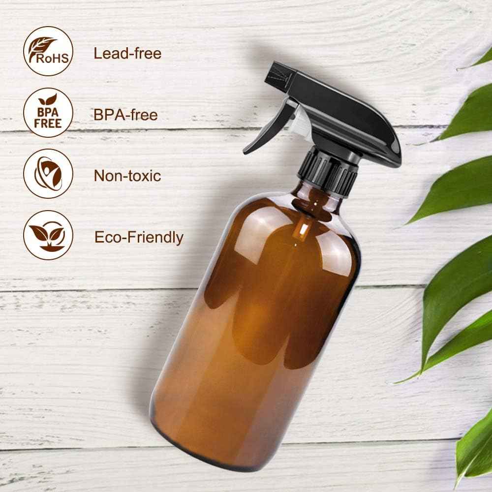 QINGYA 14 Pack amber glass bottle Set,Empty Boston Round Bottles with Adjustable Nozzle,Multi Size and Versatile(16oz,8oz,4oz,2oz,1oz) x 2, 10 ml Roller Bottle x 4 with Labels