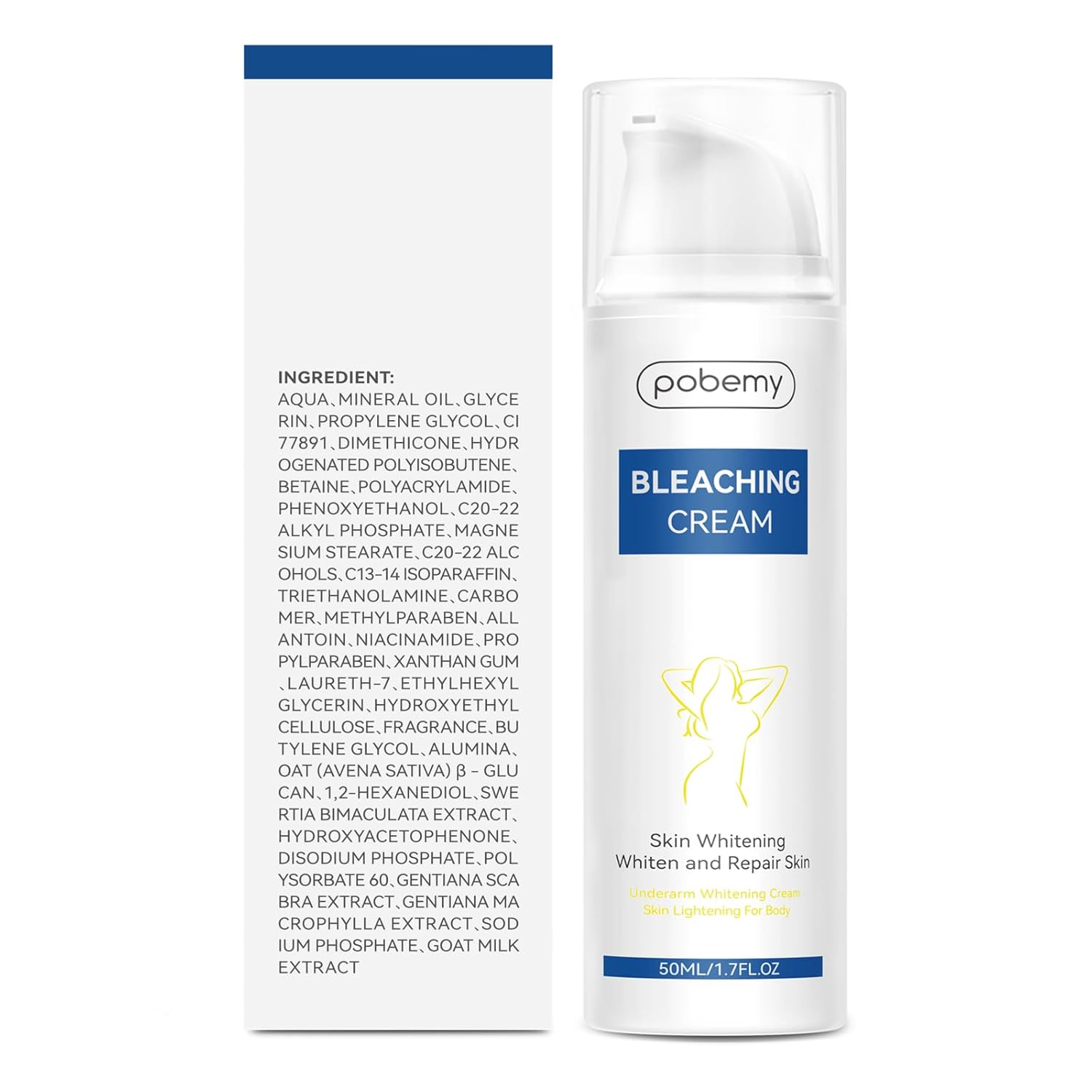 Skin Bleaching Cream, Dark Spot Remover for Face, Intimate Areas & Body, Vitamin C Whitening for Underarms, Knees, Elbows, Inner Thighs, Bikini Line – Sensitive Skin Lightening Cream- 1.7FL OZ