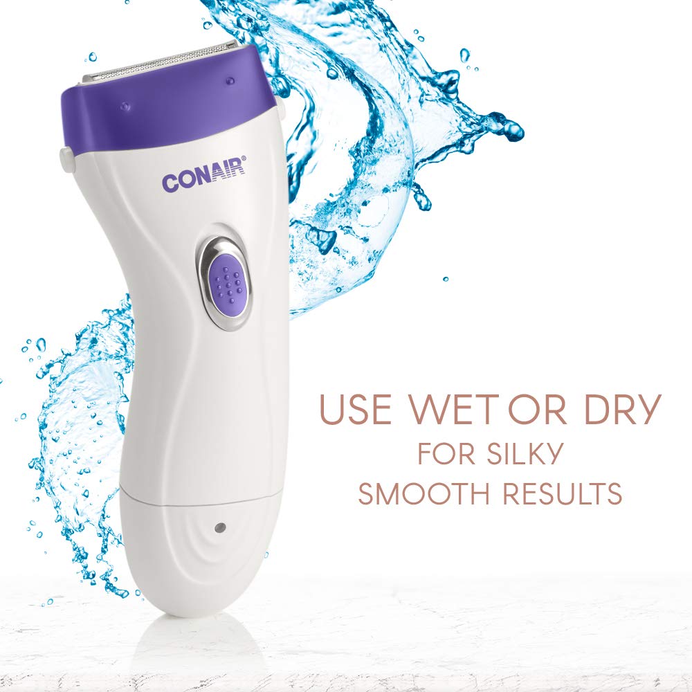 Conair Body and Facial Hair Removal for Women, Cordless Rechargeable Dual Foil Shaver & Trimmer, Perfect for Face, Ear/Nose, Eyebrows, Legs, and Bikini Lines