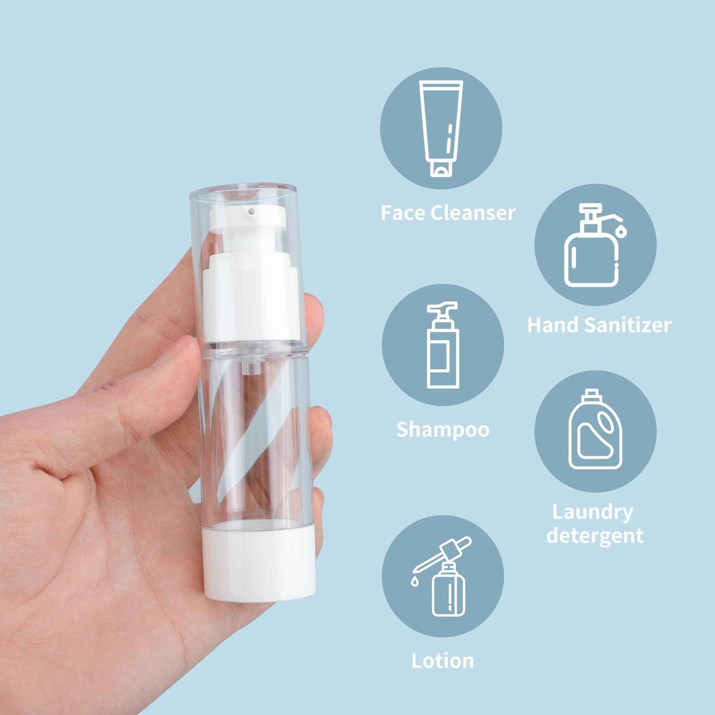 YEUIKERR 30 Pcs 1 oz Airless Pump Bottle Empty 30ml Clear Airless Cosmetic Cream Pump Bottle, Vacuum Plastic Refillable Travel Size Dispenser Bottles for Lotion Essential Oil Foundation Liquid