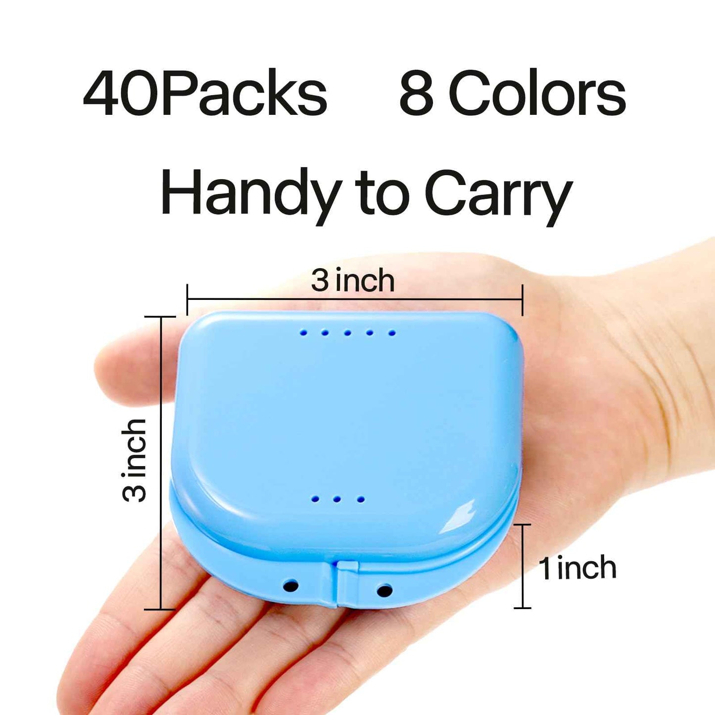 ZENFUN 40 Packs Retainer Case, Mouth Guard Cases Denture Case Bulk, Slim Aligner Box with Vent Holes, Assorted Denture Storage Container for Night Guards, Individually Sealed