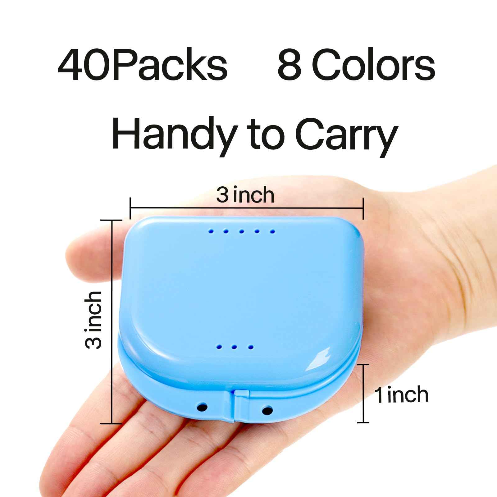 ZENFUN 40 Packs Retainer Case, Mouth Guard Cases Denture Case Bulk, Slim Aligner Box with Vent Holes, Assorted Denture Storage Container for Night Guards, Individually Sealed