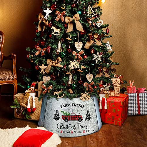 cocomong Metal Christmas Tree Collar,Christmas Tree Ring 21 Inch Diameter Base, Galvanized Tree Collar for Christmas Tree Decor, Christmas Tree Collars for Artificial Trees (Silver)