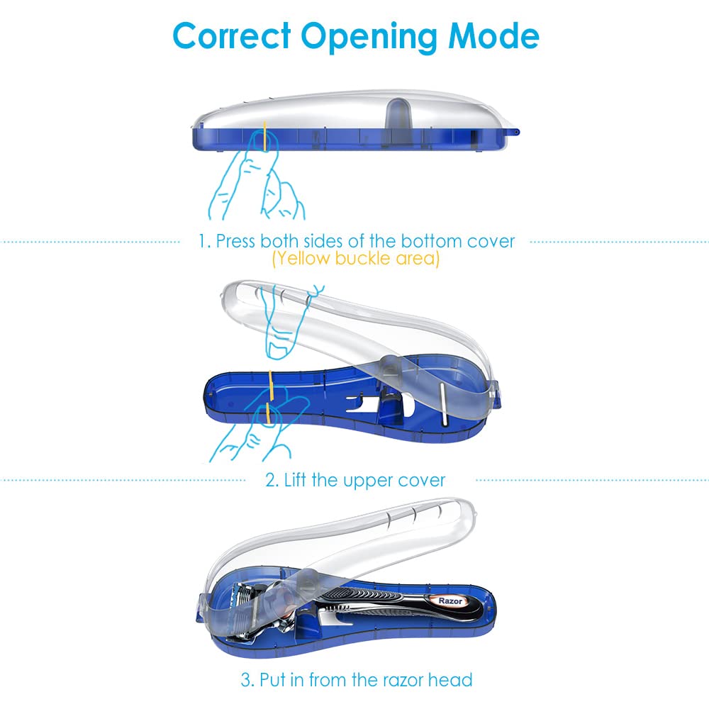 Enerfort Razor Case Compatible with Gillette Proglide Fusion Men's Razor, Razor Travel Protector Case with Carrying Bag for Manual Razor - Blue