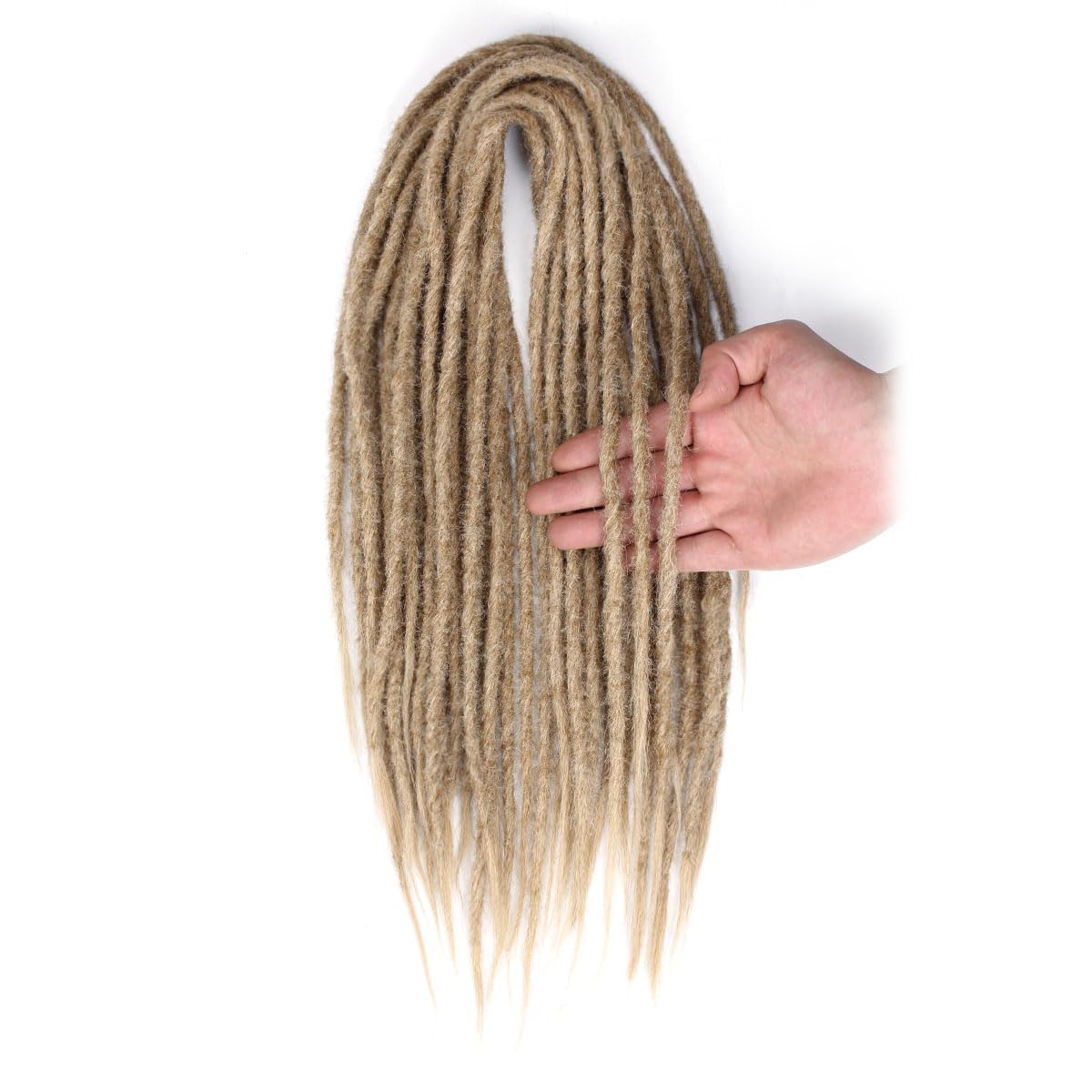 Quisduis 16 Inch Double Ended Dreadlock Extensions, 10 Strands Light Brown Synthetic DE Dreads Thin Soft Fake Dreads Hippie Style Dreadlock for Woman