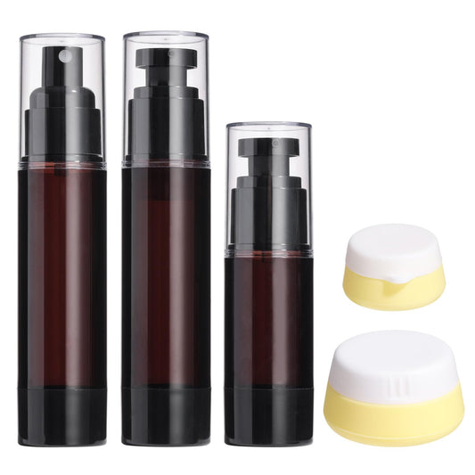 JPNK 5PCS Set Empty Refillable Airless Pump Bottle,Travel Foundation Containers,Airless Cosmetic Pump Bottle