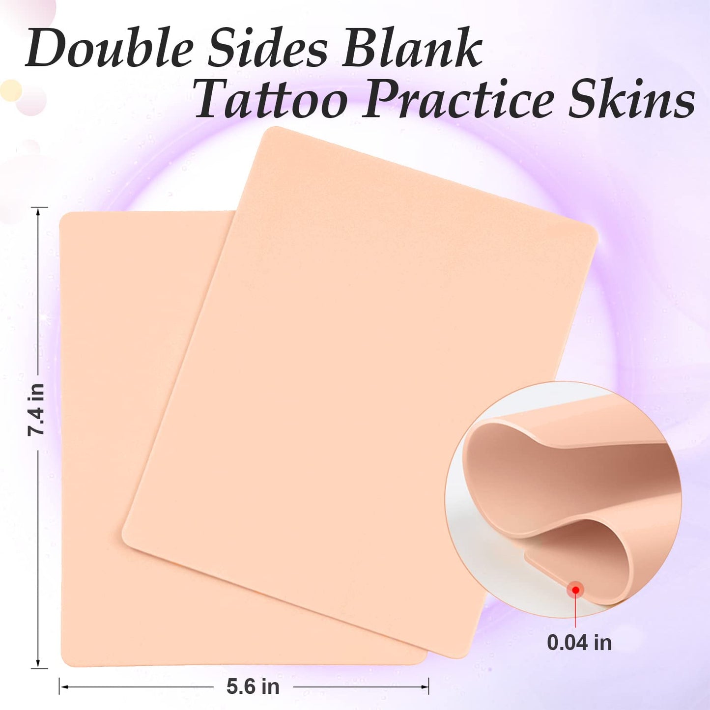 Fake Skin Tattoo Skin Practice - Usiriy 10Pcs Tattoo Practice Skins 7.4x5.6" Double Sides Blank Tattoo Supplies