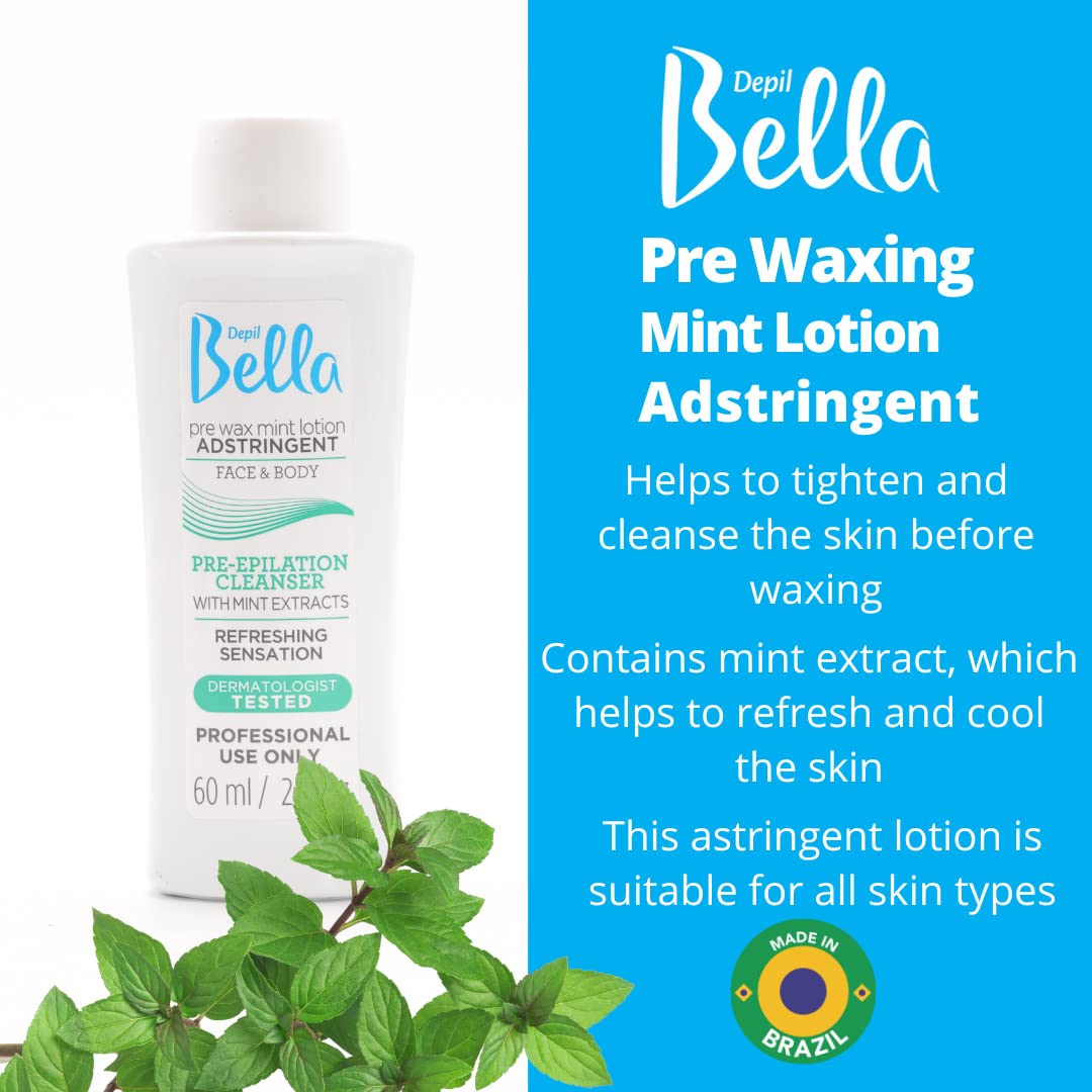 Depil Bella Roll On Wax Algae with Peppermint Depilatory | Body Waxing, Hair Removal Wax-Cartridge | For Men and Women | Home Self Waxing | Sensitive Skin | Painless (6 PACK + ADD)