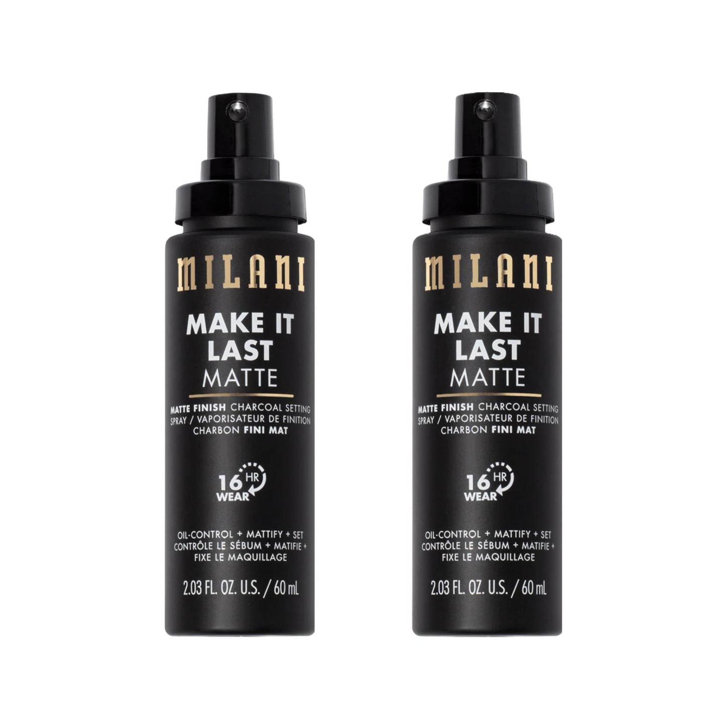 Milani Make it Last Matte - Matte Finish Charcoal Setting Spray - Cruelty-Free Makeup Primer and Setting Spray for Oily Skin - Long Lasting Finishing Spray - 2 Pack