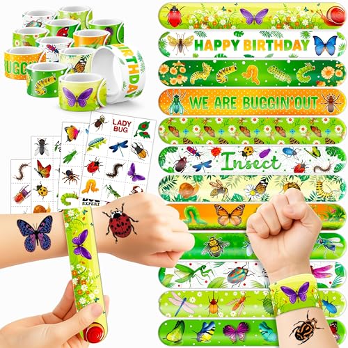 Bug Party Favors Set - 72PCS Tattoos & Slap Bracelets