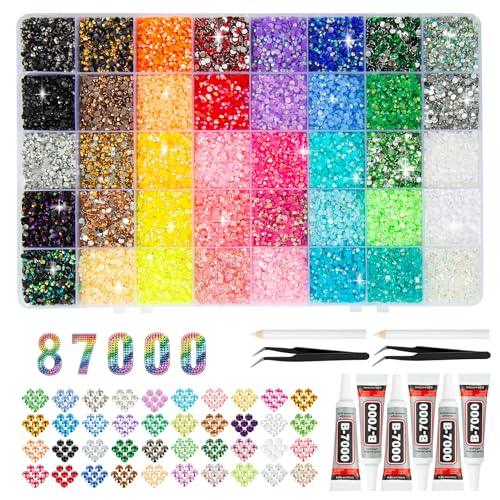 87000 Pcs 3mm Resin Jelly Rhinestones Kit with Glue - 40 Colors