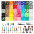 87000 Pcs 3mm Resin Jelly Rhinestones Kit with Glue - 40 Colors