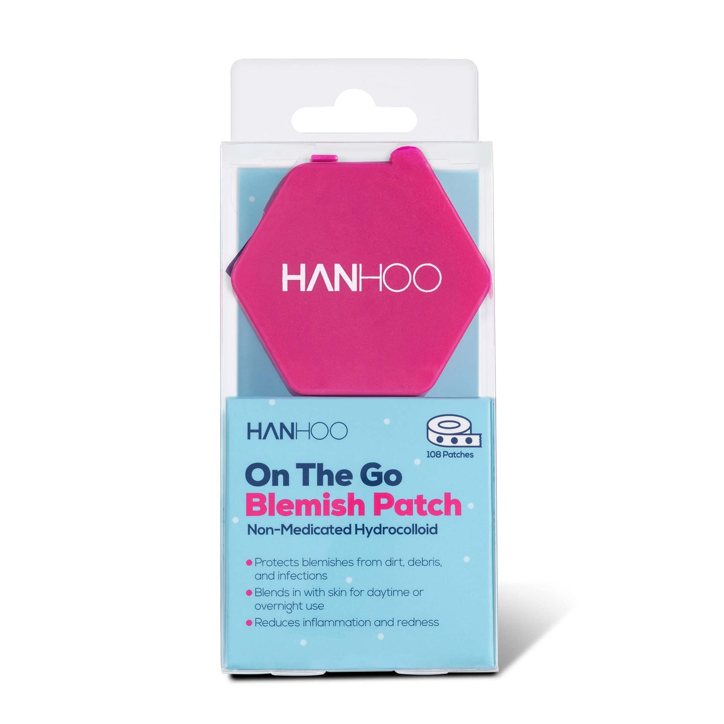 HANHOO On the Go Blemish Patch | Hydrocolloid Patches | Blemish Spot Treatment | Acne Stickers for Blemishes on the Face and Body | Pimple Patch Dispenser | Cruelty-free and Vegan | 108 Patch Count