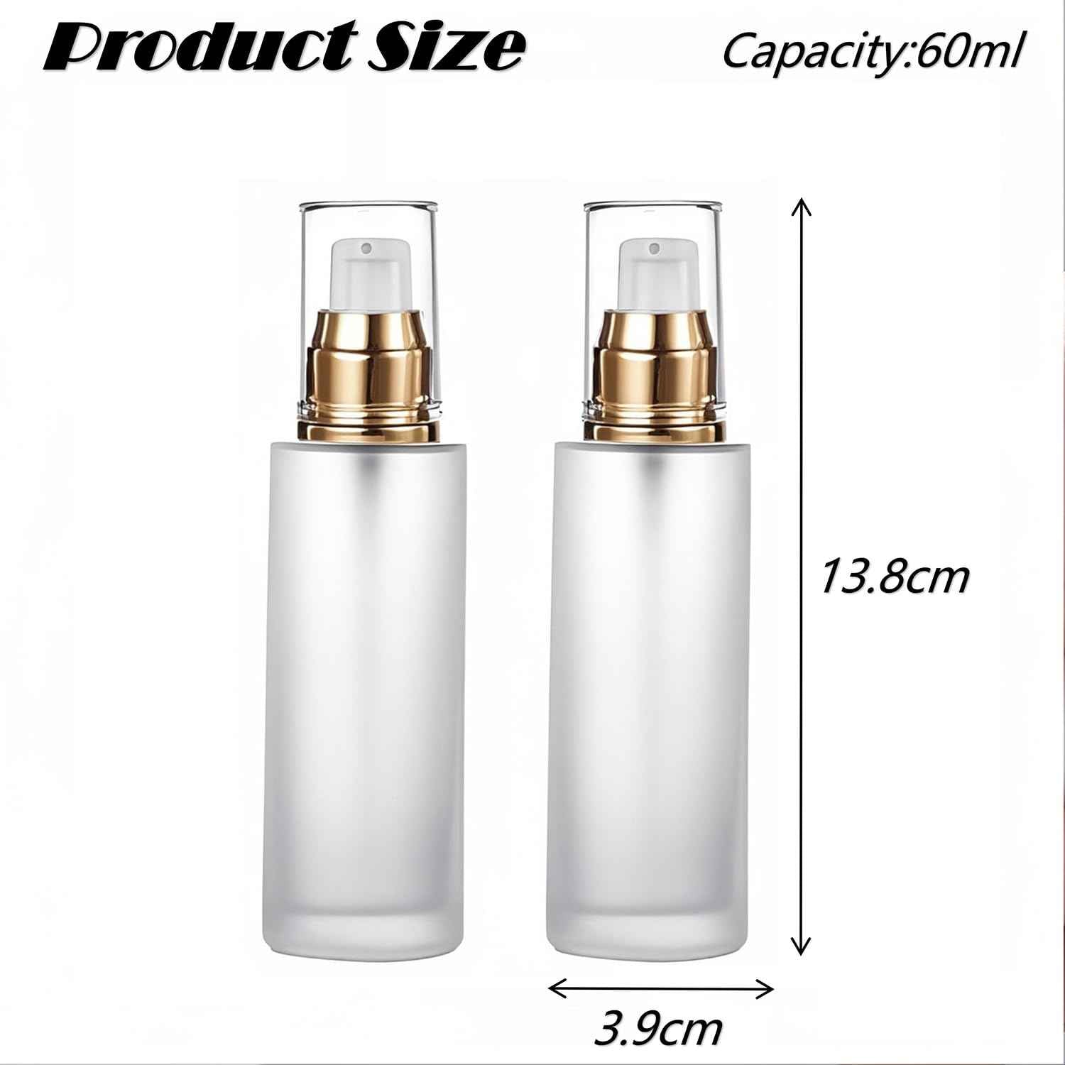 Doromy 3Pcs Frosted Glass Lotion Pump Bottles Refillable Comestic Bottles Empty Travel Containers 60ml/20z with Pump Dispensers For Makeup Cream Emulsion Lotion Essential Oils