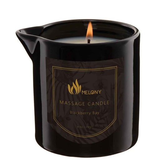 MELONY Massage Oil Candle for Pure Relaxation- 8.1 oz- Moisturizing Essential Oil Body Massage Candle for Home Spa- Amazing Gift for Women & Men (BlackBerry & Bay)