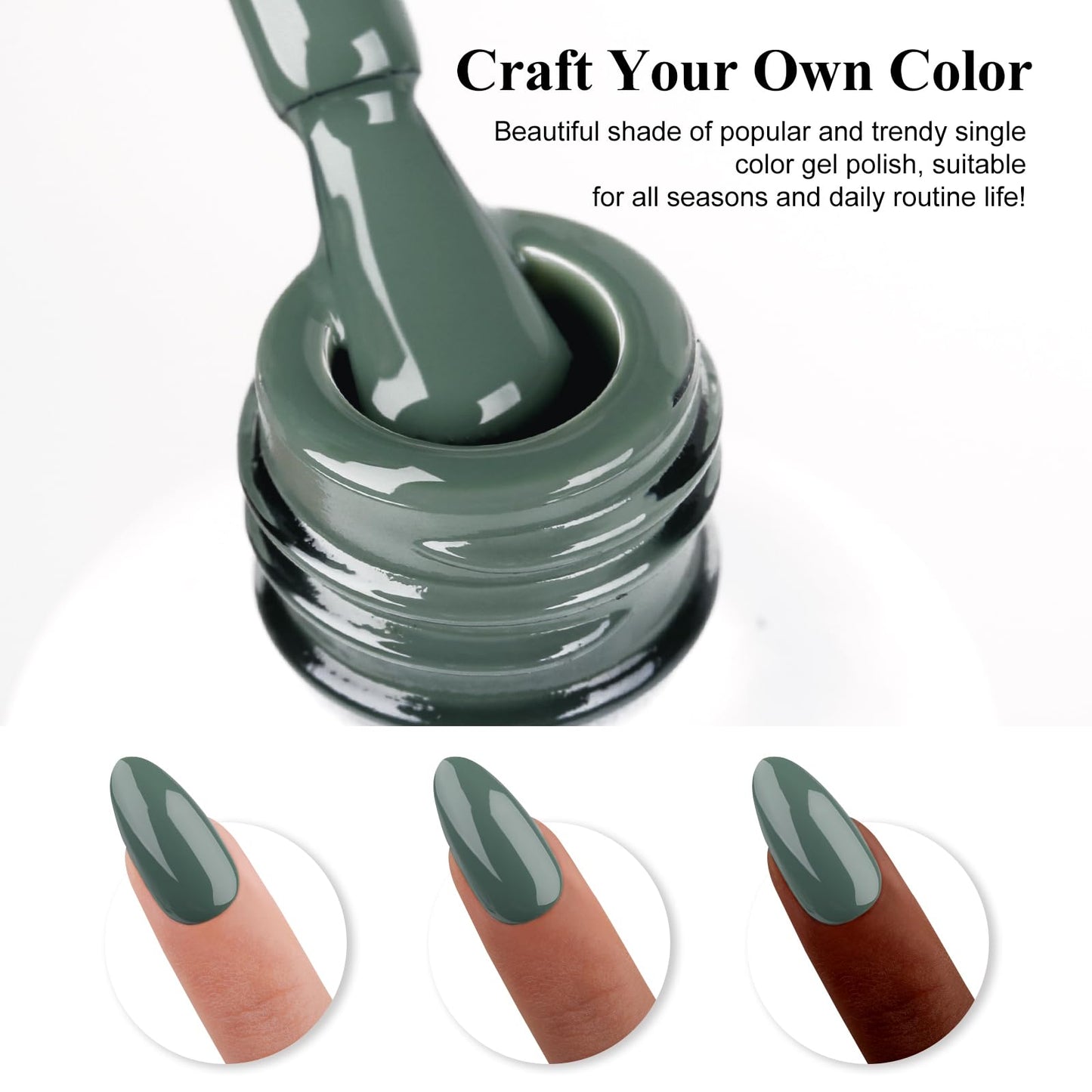 Imtiti Gel Nail Polish, Sage Green Gel Polish, 0.5 Fl Oz