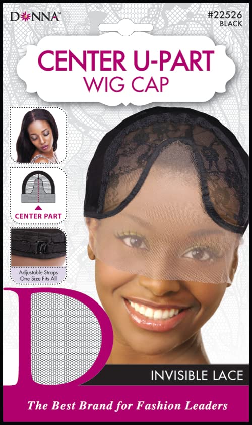 DONNA U-PART Wig Cap Black Color 1pc, Weaving Cap Wig Caps for Women Bald Cap, Center U-part Wig Cap