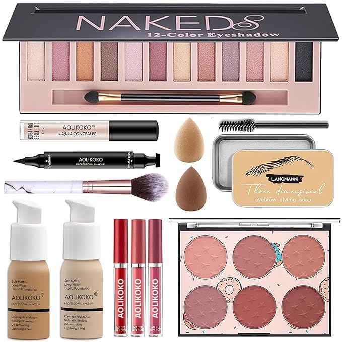All-in-One Makeup Kit with 12 Color Eyeshadow Palette & Brushes